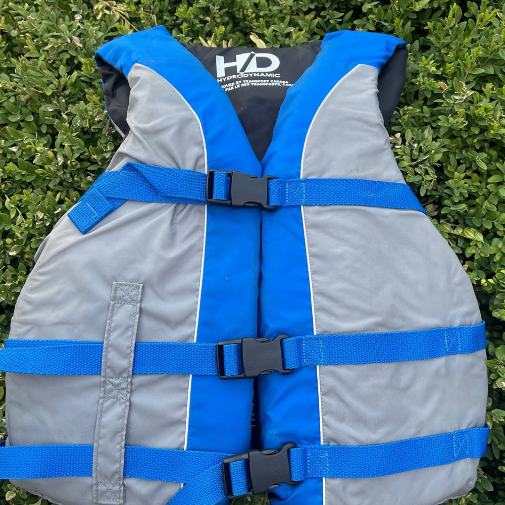 Adult Blue and Gray Life Vest adjustable size